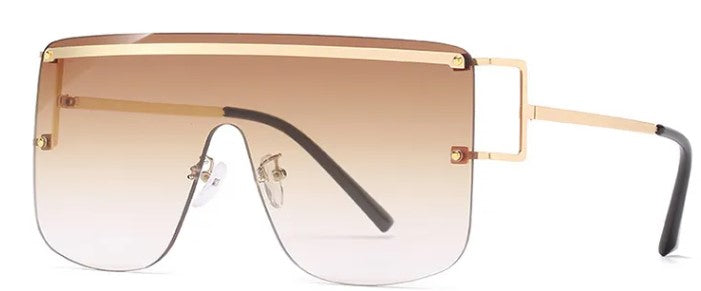 Oversized Rimless Flat One Piece Sunglasses Retro Stylish Shade Unisex UV400 2026 Oversized Rimless One-Piece Sunglasses, Metallic  main image 3