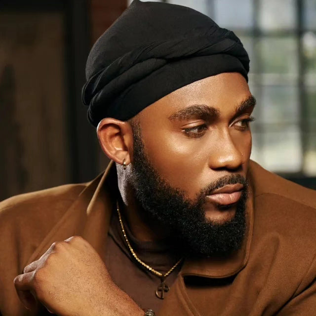 Two 2 Pcs Stretch Mens Vintage Twist Head Wrap Satin Lined Adjustable