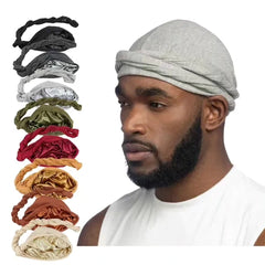 Two 2 Pcs Stretch Mens Vintage Twist Head Wrap Satin Lined  display picture 3