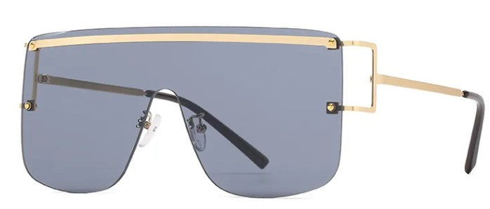 Oversized Sunglasses with V Middle Cut and UV400 - C8 Blue / As the picture