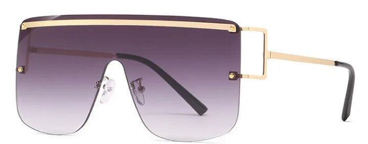 Rimless Designer Oversized Sunglasses Women Trendy One Piece Lens Unisex UV400 Gradient Cardi Shades - Zuna Brand Eyewear