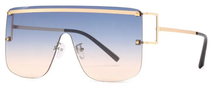 Rimless Designer Oversized Sunglasses Women Trendy One Piece Lens Unisex UV400 Gradient Cardi Shades - Zuna Brand Eyewear