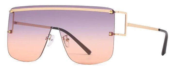 Rimless Designer Oversized Sunglasses Women Trendy One Piece Lens Unisex UV400 Gradient Cardi Shades - Zuna Brand Eyewear