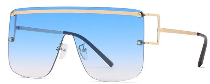 Rimless Designer Oversized Sunglasses Women Trendy One Piece Lens Unisex UV400 Gradient Cardi Shades - Zuna Brand Eyewear