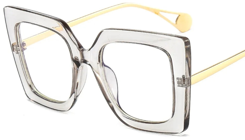 Stylish Thick Oversized Square Blue Light Blocking Tonya Glasses for Women 100% UV400 Protection, Black
