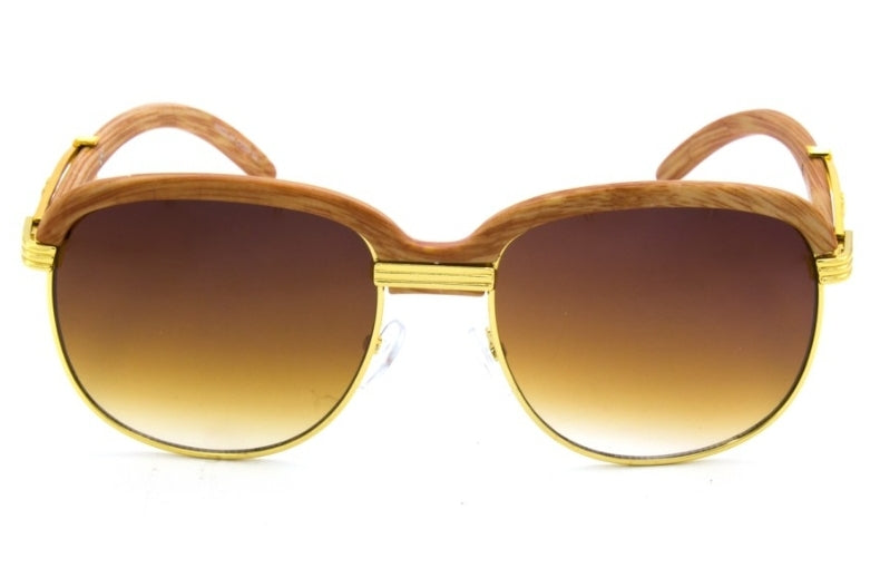Heritage Browline Sunglasses, Gold & Woodgrain Cartier - Zuna Eyewear Boutique