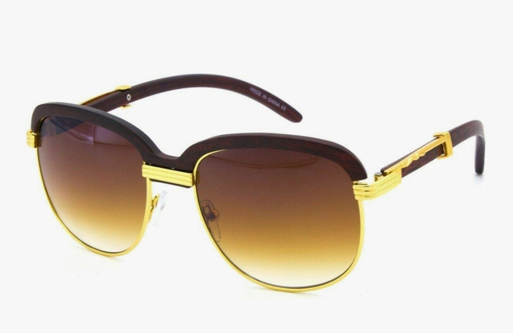Heritage Browline Sunglasses, Gold & Woodgrain Cartier - Zuna Eyewear Boutique