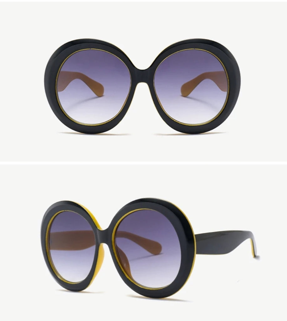 Vintage Round Oversized  for Women Classic Retro Jackie O Designer Laila Sunglasses - Zuna Eyewear Boutique