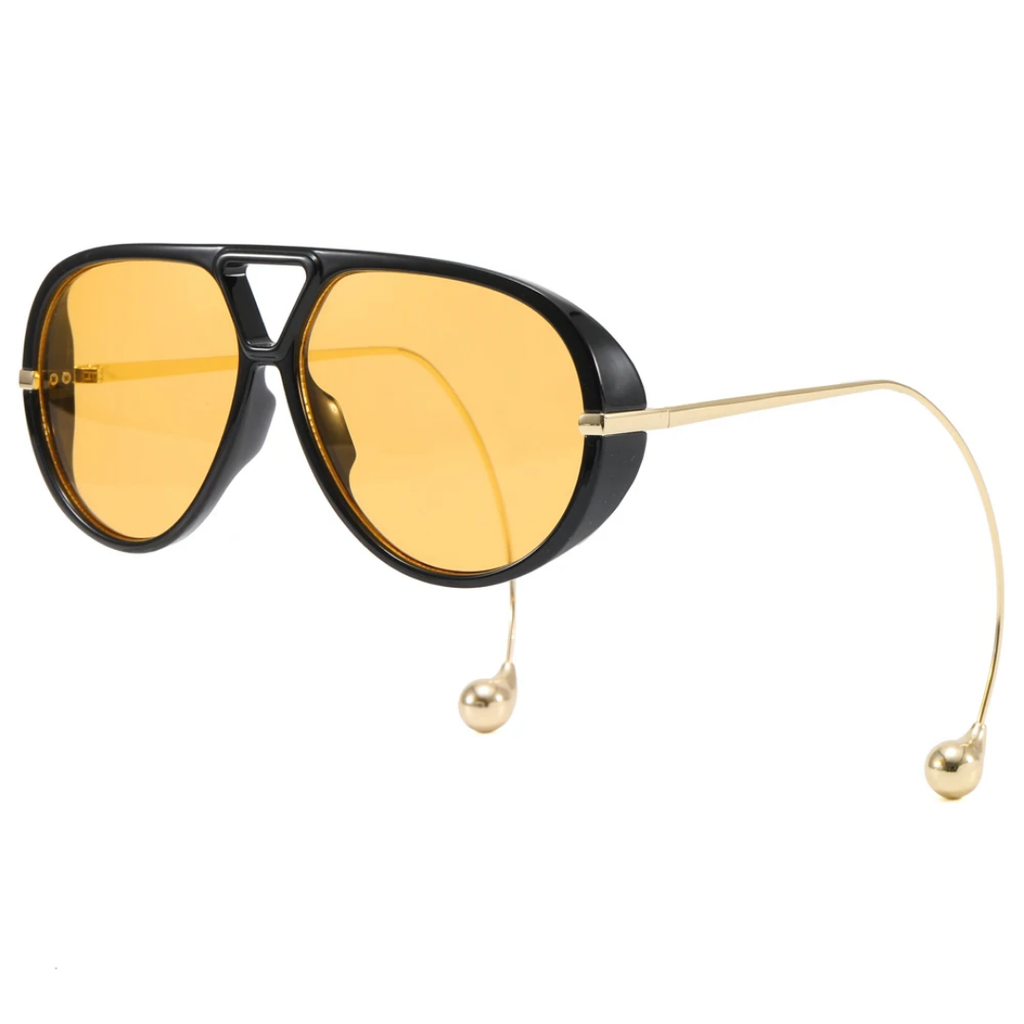 oversized goggles Oversized Aviator-Style Shades with Gold Accents Yana