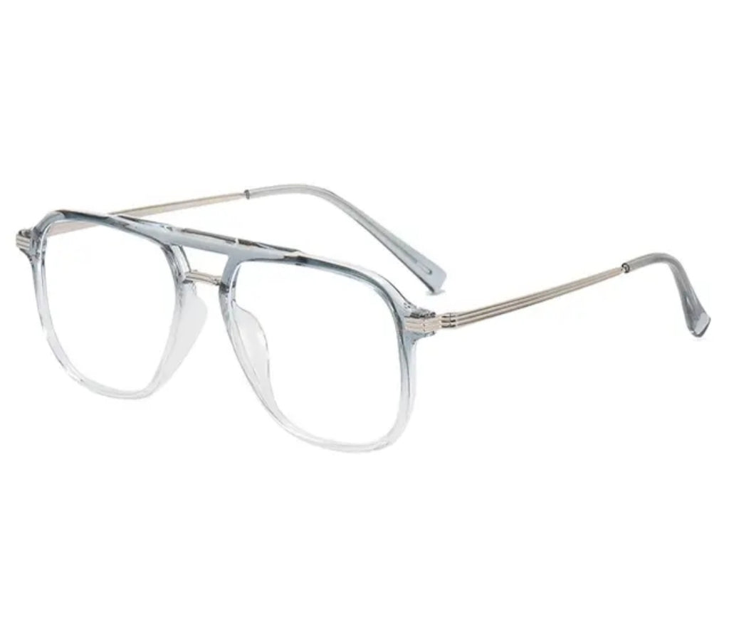 Unisex Trendy Oversized Aviator Eyeglasses Frame with Non-prescription Stone Clear Lens - Zuna Eyewear Boutique