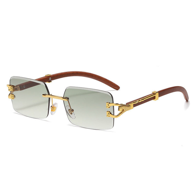Retro Vintage Small Square Rimless Tre Sunglasses - Zuna Brand Eyewear