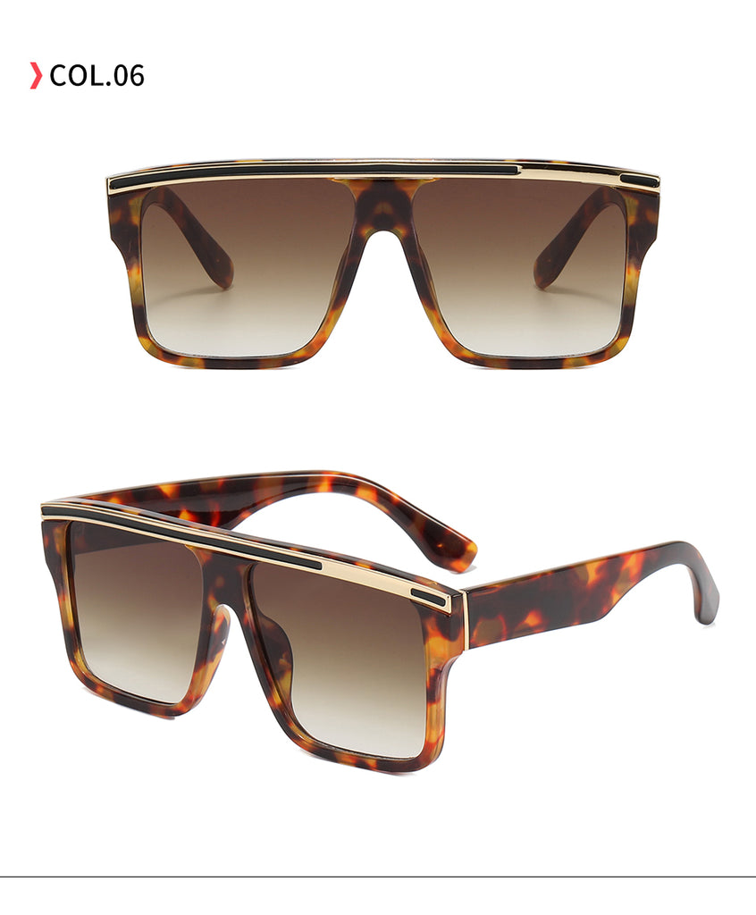 Square Big Thick Frame Flat Top Mirrored Sunnies Quan Shades - Zuna Brand Eyewear