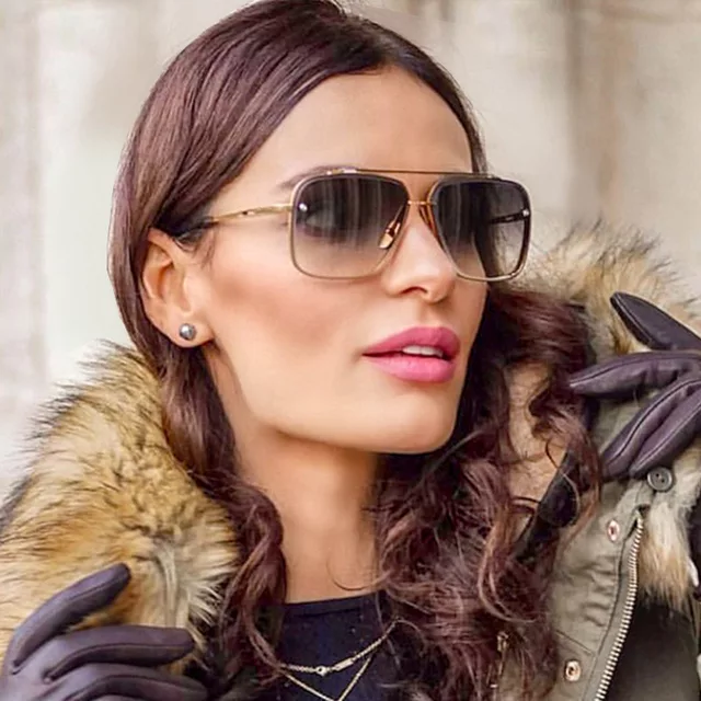 Fashion Men Sun glasses Gradient Shade Square Brand Designer