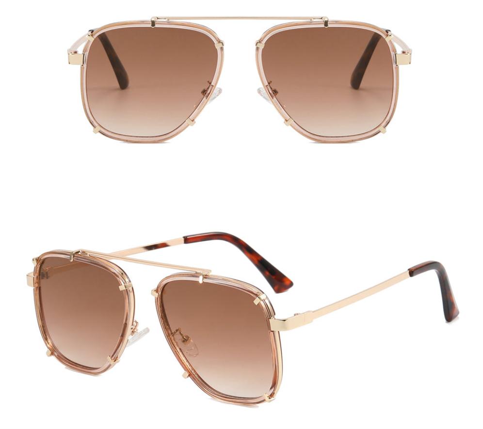 Oversize Classic Black Shades Goggle Retro Gold Alloy Frame Twinn Sunglasses - Zuna Brand Eyewear
