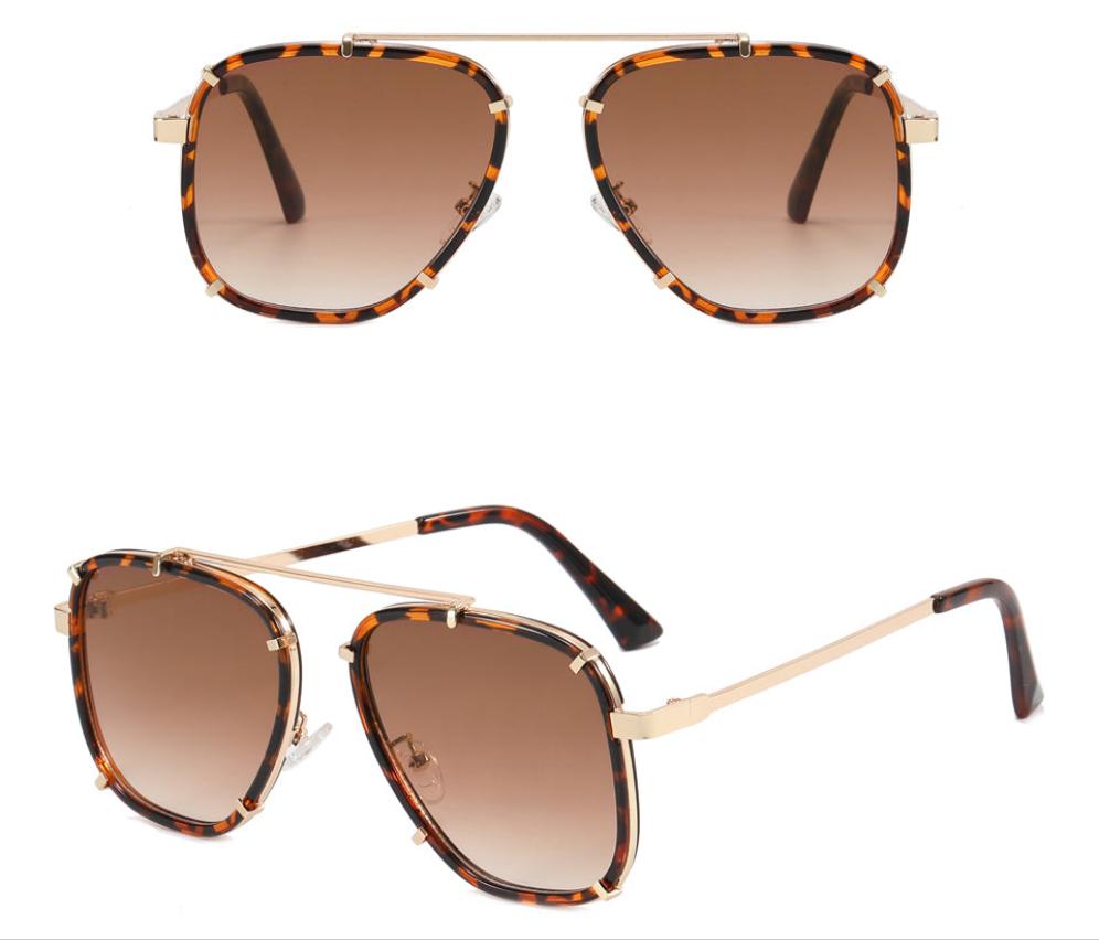 Oversize Classic Black Shades Goggle Retro Gold Alloy Frame Twinn Sunglasses - Zuna Brand Eyewear