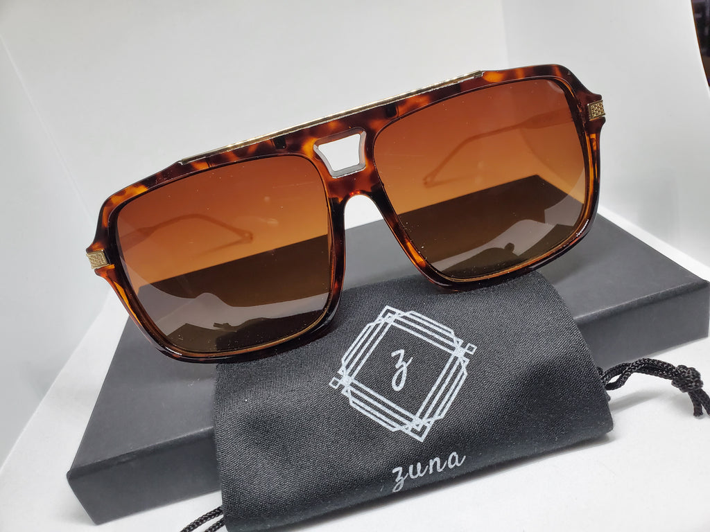 Men's Women's Polarized Aviator Sunglasses Vintage Oversized Square Beau Sunglasses - Zuna Brand Eyewear