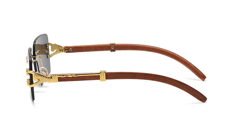 Retro Vintage Small Square Rimless Tre Sunglasses