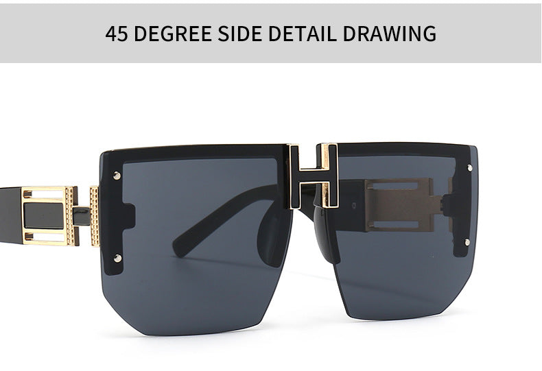 Rimless Oversized Sunglasses For Women Men UV400 Fashion Diamond Cut Vintage Square Flat Top Amanda Sunglasses Shades - Zuna Brand Eyewear