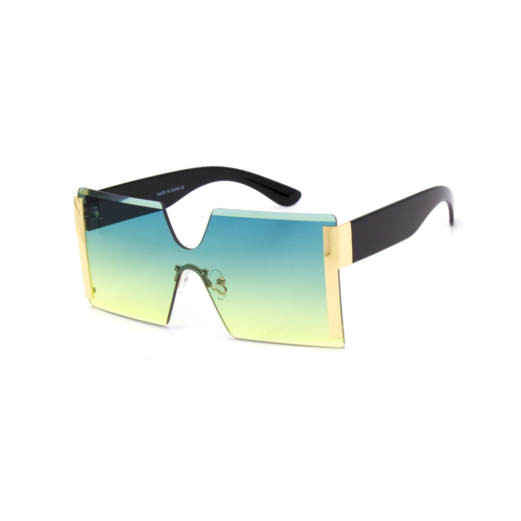 Trendy Square Rimless Sunglasses for Women Oversized Designer Style UV Protection Fashion Rectangle Kendall Sunglasses - Zuna Brand Eyewear