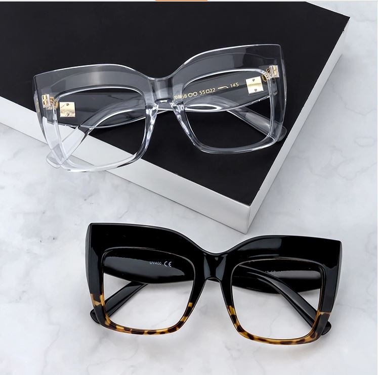 Designer Unisex Large Vogue Oversized Acetate Oversized Square Eyeglasses Grace, Tea Ombre / One Size