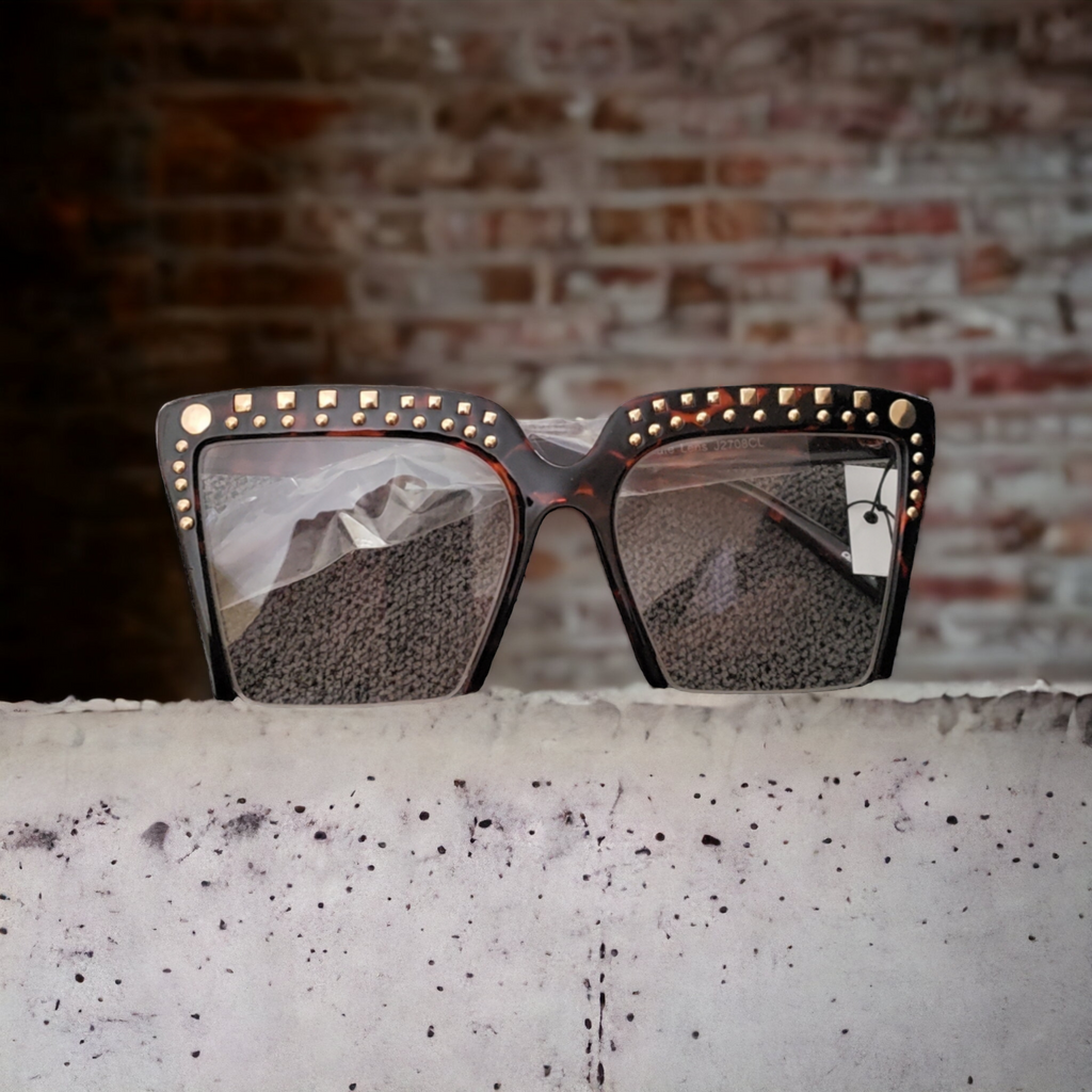 Studded Semi Rim Rivet Fashion Vintage Oversized Peppa Glasses - Zuna Brand Eyewear