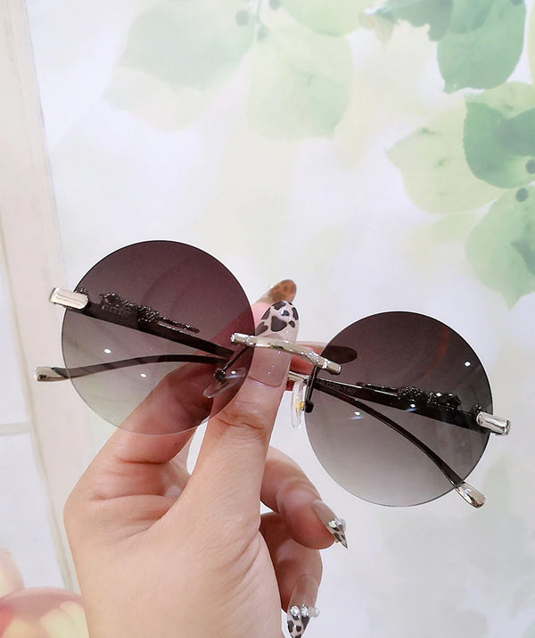Unique Luxury Brand Leopard Leg Sunglasses For Men New Vintage Alloy Rimless Round Pilot Sun Glasses Women Gradient Mawii Eyewear - Zuna Brand Eyewear