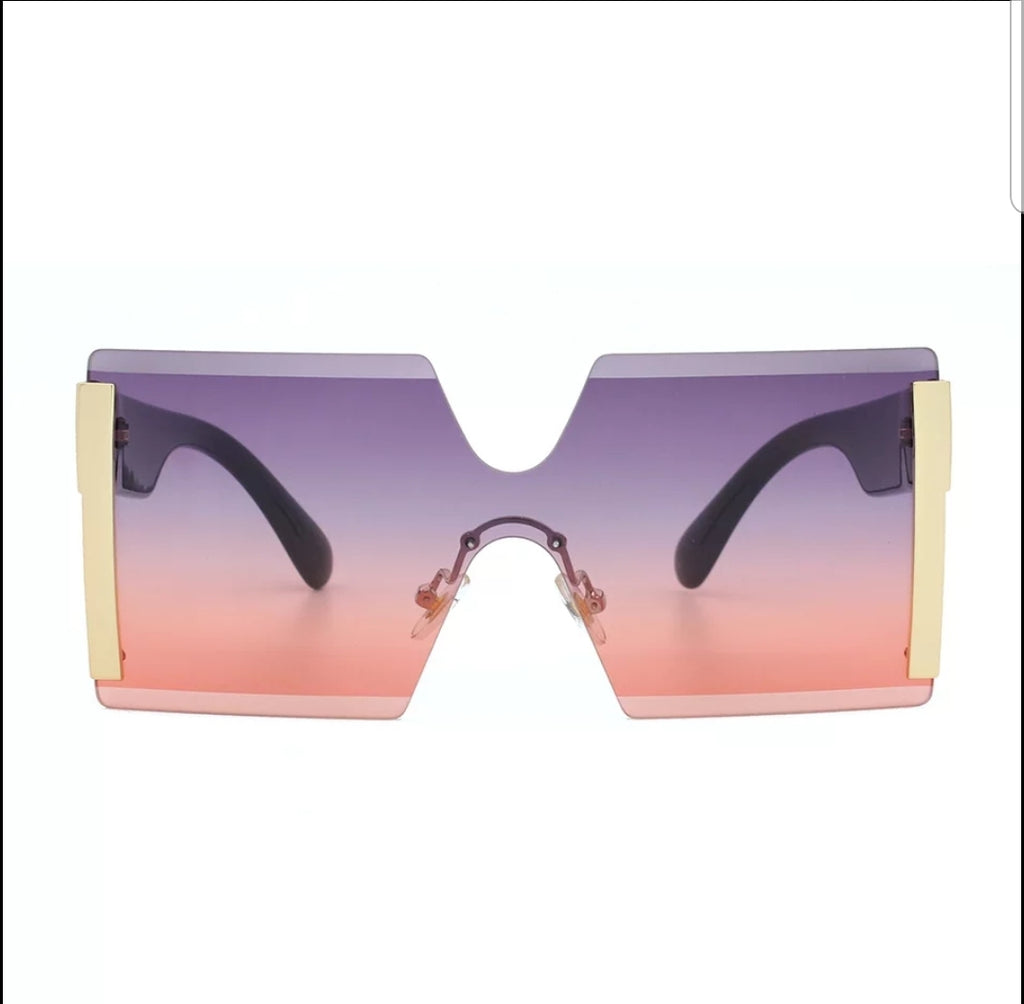Trendy Square Rimless Sunglasses for Women Oversized