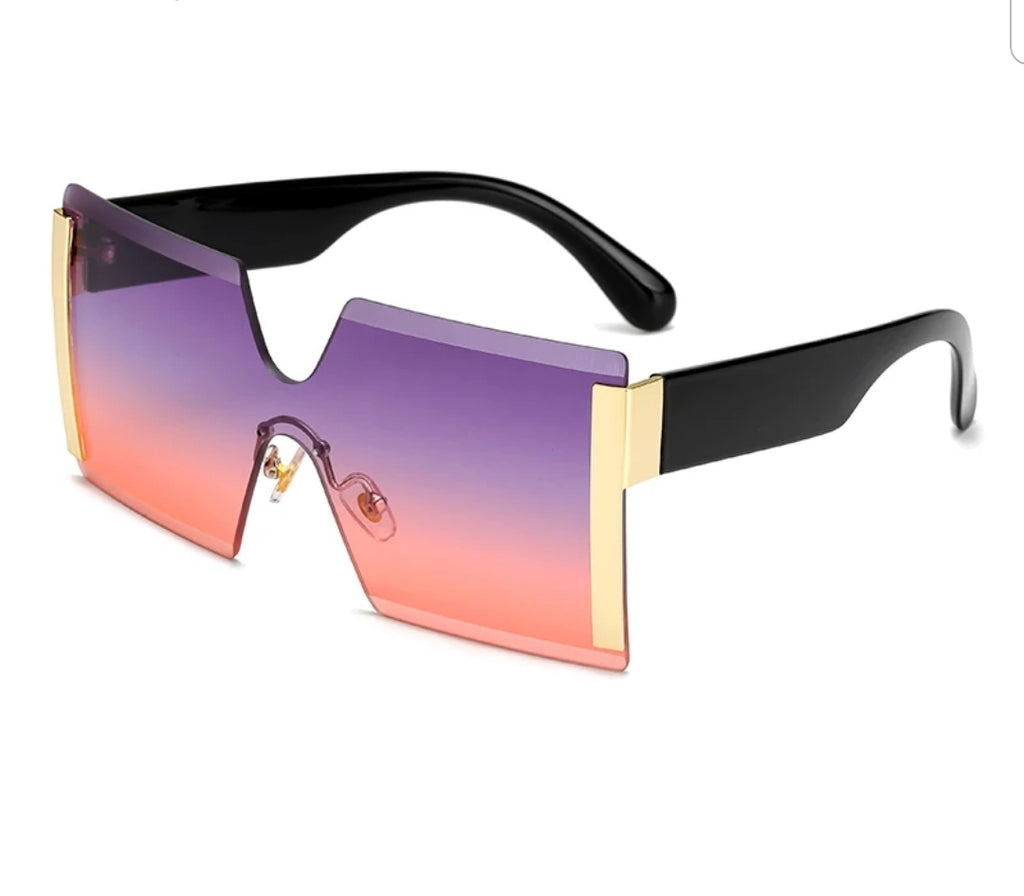 Trendy Square Rimless Sunglasses for Women Oversized Designer Style UV Protection Fashion Rectangle Kendall Sunglasses - Zuna Brand Eyewear