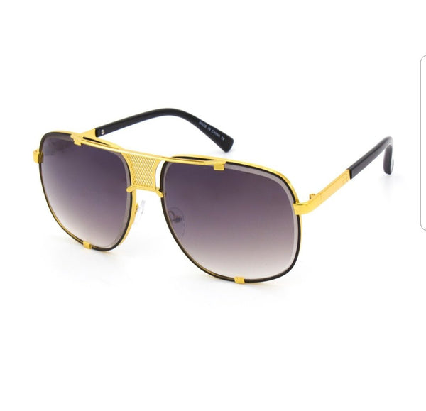 Men Oversize Classic Black Shades Goggle Retro Gold Alloy Frame Jay Sunglasses - Zuna Brand Eyewear