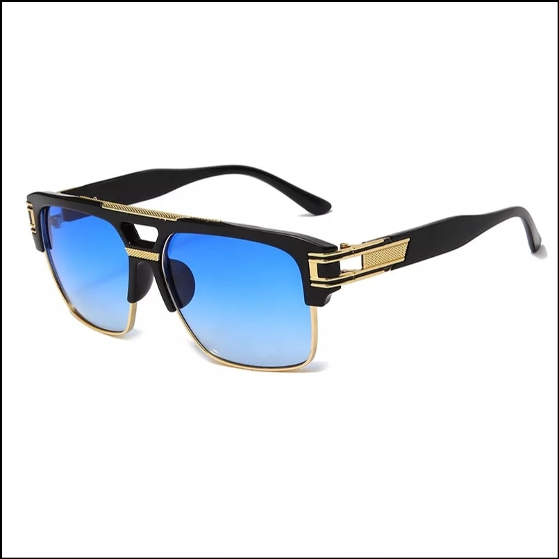 Men's SUNGLASSES DESIGNER SQUARE RETRO GOLD FRAME SHADES GANGSTER STYLE  FASHION 