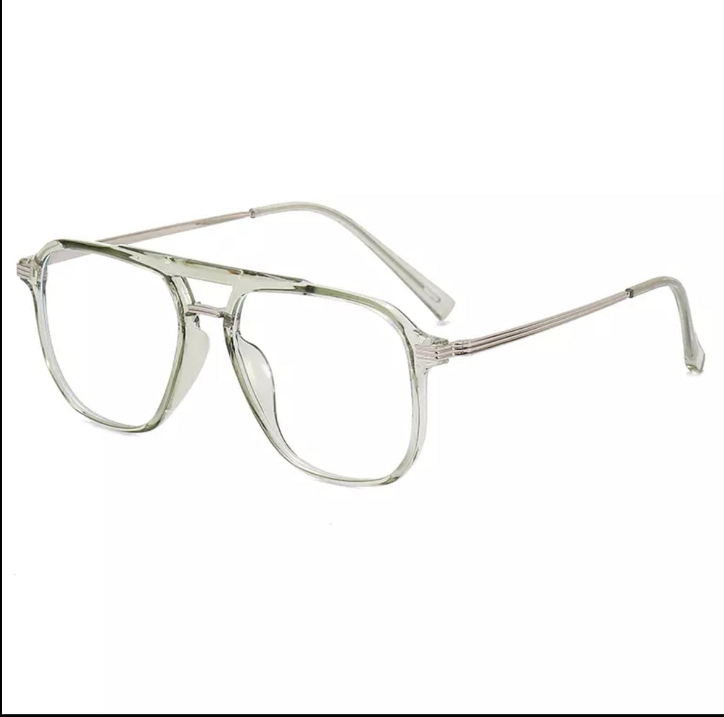 Unisex Trendy Oversized Aviator Eyeglasses Frame with Non-prescription Stone Clear Lens - Zuna Brand Eyewear