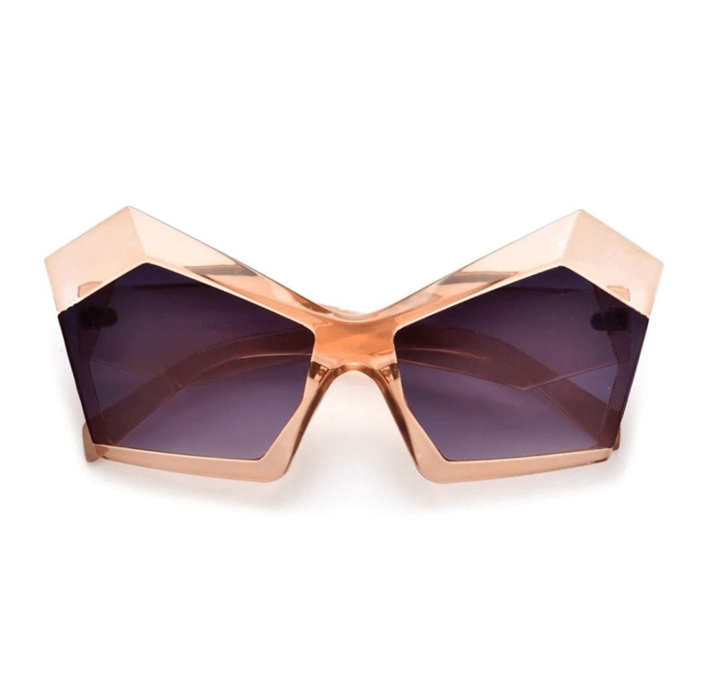 Retro Vintage Plastic Polygon Oversized Women Gizelle Shades Sunglasses - Zuna Brand Eyewear