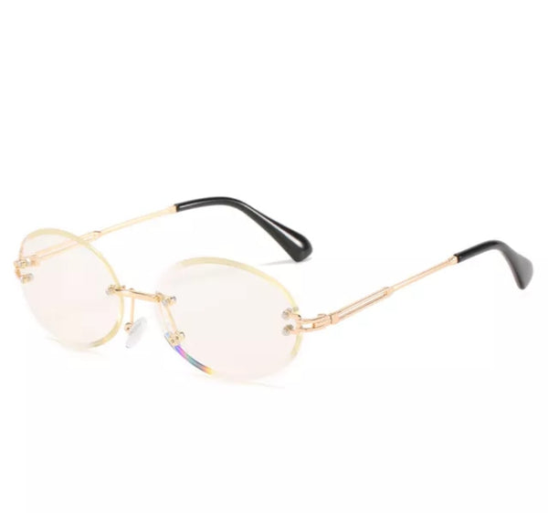 Round Rimless Vintage Classic Oval Jabari Sunglasses - Zuna Brand Eyewear