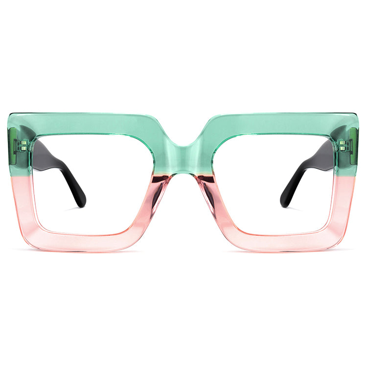 Stylish Thick Oversized Square Tawny Eyeglasses for Women