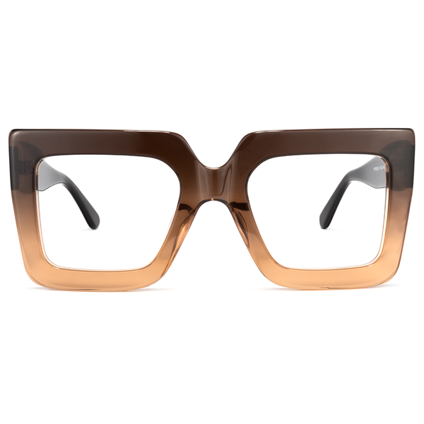 Stylish Thick Oversized Square Tawny Eyeglasses for Women