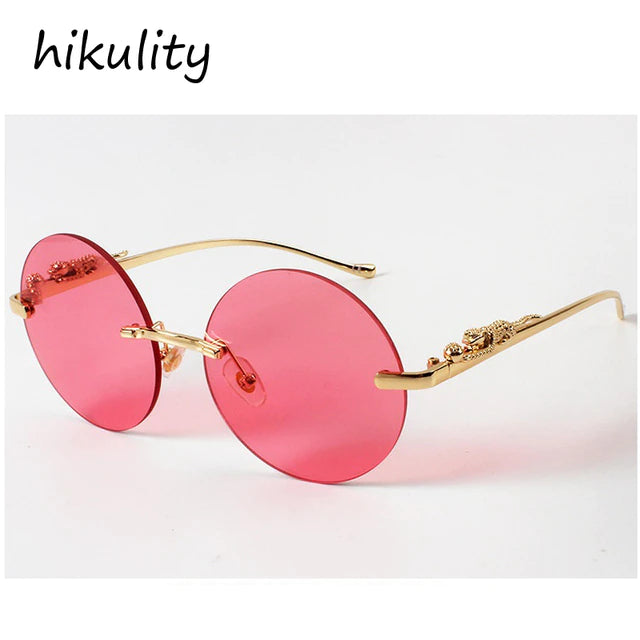 Unique Luxury Brand Leopard Leg Sunglasses For Men New Vintage Alloy Rimless Round Pilot Sun Glasses Women Gradient Mawii Eyewear - Zuna Brand Eyewear