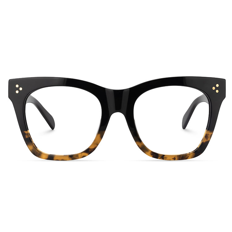 Blue Light Blocking Acetate Square Tortoise Desiree' Glasses - Zuna Brand Eyewear