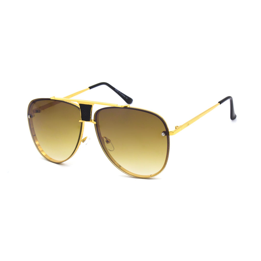 Men Oversize Classic Black Shades Goggle Retro Gold Alloy Frame Isaac Sunglasses - Zuna Brand Eyewear
